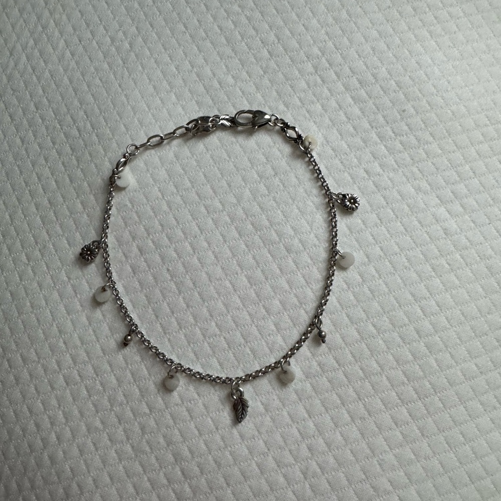 Brighton Silver and White Charm Ankle Bracelet